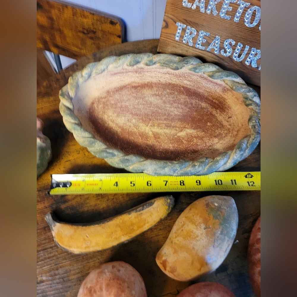 Vintage 1970s 7 piece terra cotta Fruit Basket with Assorted Fruits - Picture 3 of 14